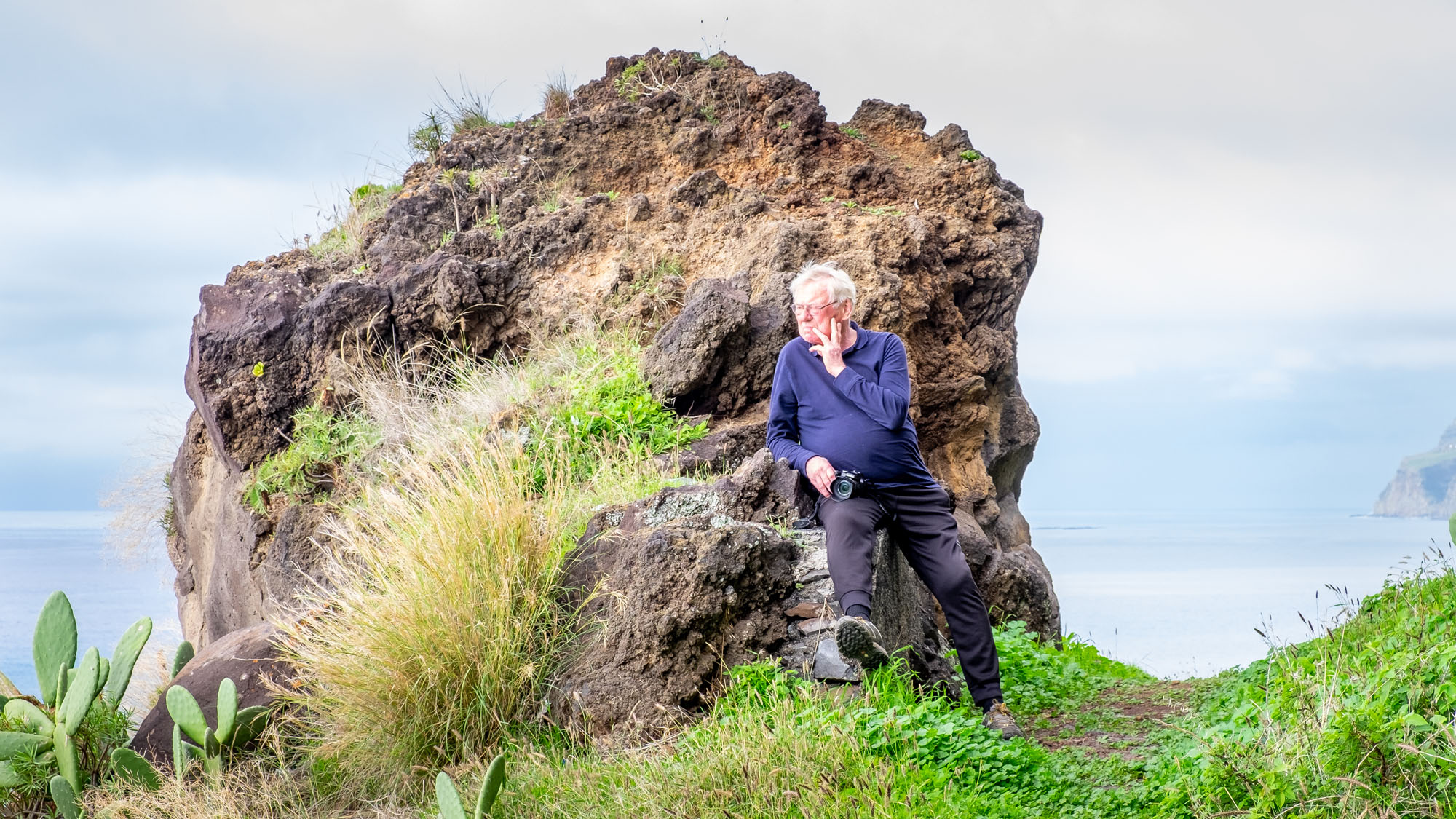 Ole in quiet contemplation on the Madeira coast